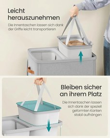 SONGMICS szennyestartó kosár 170 L, 56 × 40 × 75 cm, szürke