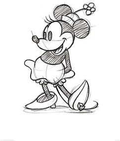 Minnie Mouse - Sketched - Single Festmény reprodukció, (60 x 80 cm)