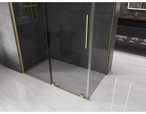 Mexen Velar, tolóajtós zuhanykabin 140 x 80 cm, 8mm szürke üveg, arany matt, 871-140-080-41-55