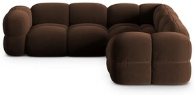 Sötétbarna bársony sarokkanapé Loretto – Cosmopolitan Design