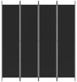 4 paneles fekete szövet térelválasztó 200x220 cm