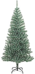 műkarácsonyfa 130 LED-del, gömbszettel és hópehellyel 210 cm