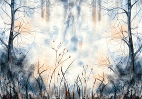 Fotótapéta Akvarell Erdő Nyugalom és Csend Pasztell színek 416x290 +ragasztó