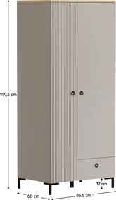 Szekrény, szürkésbarna Taupe/silverjack tölgy, DOMCA 2D1S