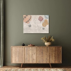Kép - léggömbök a város felett , meleg tónusok (üvegen) (70x50 cm)