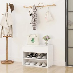 Fehér forgácslap cipőtároló pad 60 x 30 x 45 cm