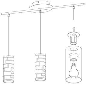 Eglo 92563 - Csillár zsinóron BAYMAN 3xE27/60W/230V