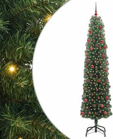 vidaXL Mű karácsonyfa 300 LED-del Zöld 210 cm PVC, acél és műanyag
