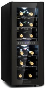 Klarstein Shiraz 12 Duo borhűtő, 42 liter, 12 palack, 2 zóna, 5-12 / 12-18 °C, érintős
