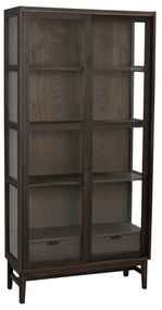 Barna tálalószekrény tolóajtóval, tölgyfa dekorral 100x203 cm Hazelton – Rowico