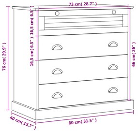 VIGO fehér tömör fenyőfa komód 80x40x76 cm
