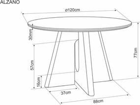 Alzano kerámia étkezőasztal 120cm fehér/tölgy