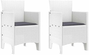 vidaXL Kerti Szék párnával 2 pcs Fehér 53 x 49 x 85 cm Polipropilén