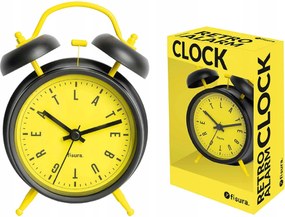 Analóg ébresztőóra fekete-sárga Led lámpával és On/off kapcsolóval