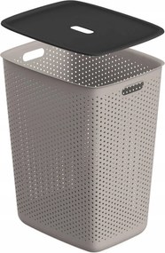 Szennyestartó Kosár Tároló Kosár Rendszerező Fehérnemű Cappuccino Fedéllel 60L