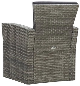 4-részes szürke polyrattan kerti bútorszett párnákkal