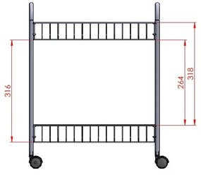 Greg gurulós kétszintes polc, hossz 41 cm - Metaltex