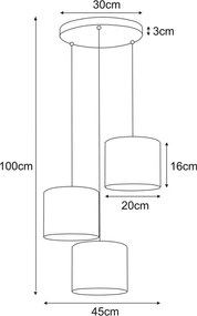 KAJA K-5222 ZIMBO Fekete Színű Függeszték 3xE27 15W IP20