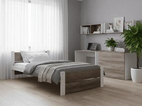 Ágy IKAROS DOUBLE 90 x 200 cm, fehér/szarvasgomba tölgy Matrac: Matrac nélkül, Ágyrács: Deszkás ágyráccsal