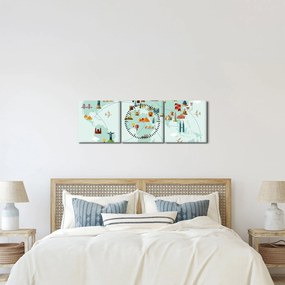 Kép - Térkép műemlékek piktogramjaival (órával) (90x30 cm)