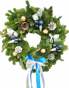 Ajtódísz, koszorú, élénk kék, karácsony, advent [BN-Z1]