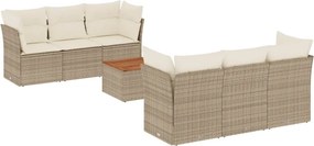 vidaXL 7 részes bézs polyrattan kerti ülőgarnitúra párnákkal