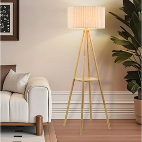 Brilagi - Állólámpa NORDIC WAVE 1xE27/15W/230V fa/lenvászon