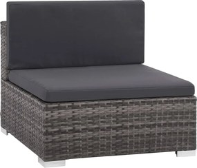 6-részes szürke polyrattan kerti bútorszett párnákkal