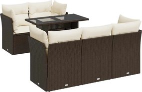 vidaXL 6 részes barna polyrattan kerti ülőgarnitúra párnával