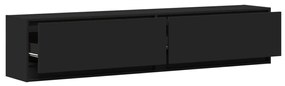 fekete falra szerelhető TV-szekrény LED-del 180 x 31 x 38 cm