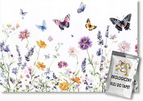 Fotótapéta Flizelina Tavasz Színes Rét Virágok Pillangók 200x140 ragasztó