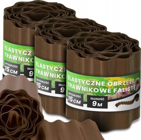 Gyepszegély 15 cm 27 m Kerti Hullámos Paliszád Border Barna Us-t