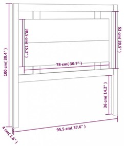 szürke tömör fenyőfa ágyfejtámla 95,5 x 4 x 100 cm