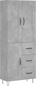 vidaXL betonszürke szerelt fa magasszekrény 69,5 x 34 x 180 cm