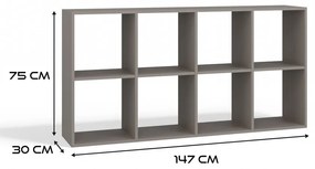 Malax 2x4 polc, 147x75x30 cm, agyag színű