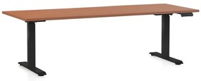 Állítható magasságú asztal OfficeTech D, 200 x 80 cm, fekete alap, cseresznye