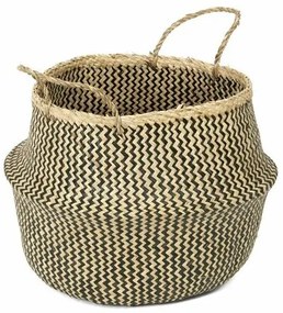 Compactor Belly kötött tengeri fűből készült tárolókosár, 45 x 36 cm, fekete, L