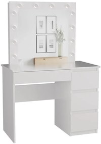 Marina fésülködő asztal (3 jobb alsó fiókokkal), 98x76x51 cm, fehér