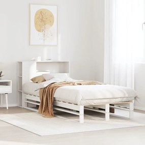 fehér tömör fa könyvespolcos ágy matrac nélkül 75 x 190 cm