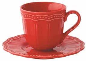 Elite Red piros porcelán kávés csésze domború mintával 110 ml