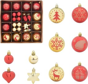 vidaXL Karácsonyi Díszgömb Készlet 40 pcs Arany és piros Műanyag