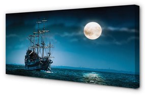 Canvas képek Sea város hold hajó 100x50 cm