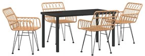vidaXL Kert étkező szett 5 pcs Barna Porszórt acél