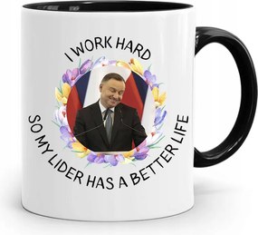 Andrzej Duda Elnök Fekete Bögre Ajándék fényképes nyomtatással