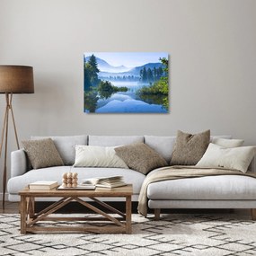 Egy hegyi tó képe (üvegen) (70x50 cm)