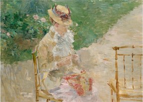 Üveg kép - Berthe Morisot, Young Woman Knitting, reprodukciók (70x50 cm)