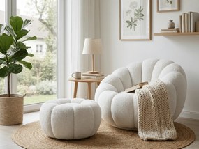 Design fotel BLOOM lábtartóval, fehér