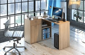 Sarok PC asztal, tölgy sonoma, KALIMERO