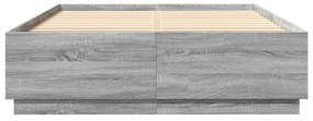 szürke sonoma színű szerelt fa ágykeret LED-del 120 x 200 cm