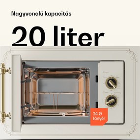 Klarstein Victoria 20, beépített mikrohullámú sütő, 20 l, 800 W, grill: 1000 W, elefántcsont